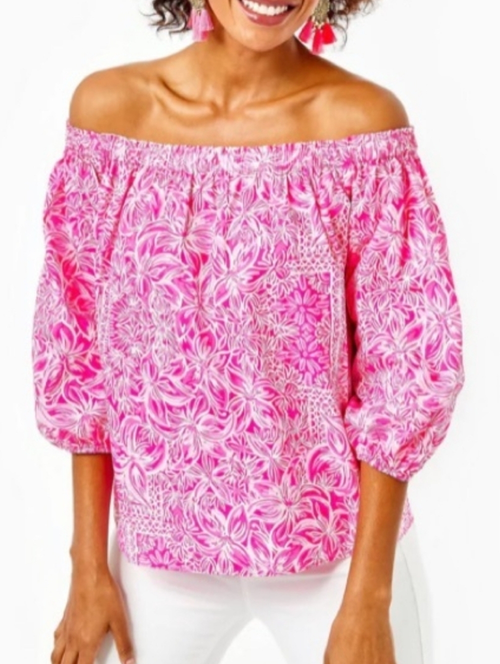 NWOT Lilly Pulitzer Winifred Top Pinata Pink New Blooms on Block Medium